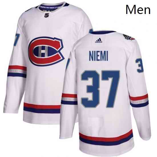 Mens Adidas Montreal Canadiens 37 Antti Niemi Authentic White 2017 100 Classic NHL Jersey